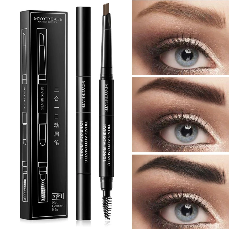 

ELECOOL 3 In 1 Auto Eyebrow Pencil Long-lasting Waterproof Shadow Powder Makeup Eyebrow Pen With Eye Brow Brush TSLM2