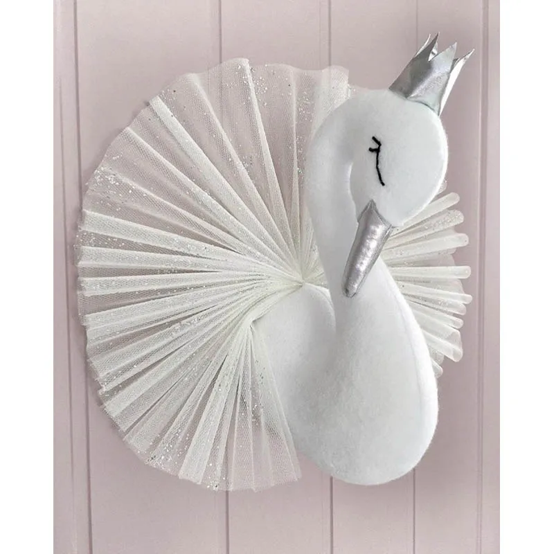 Muñeca de cisne juguetes de peluche decoración de pared corona dorada 3D Cisne pared colgante chica dormitorio decoración boda cumpleaños fiesta suministros