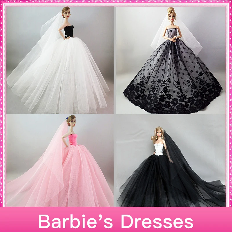 

5pcs High Quality Designer's Barbie's Dresses Clothes Toys for Girls Wedding Dresses for Original Barbie Doll Children's Toys