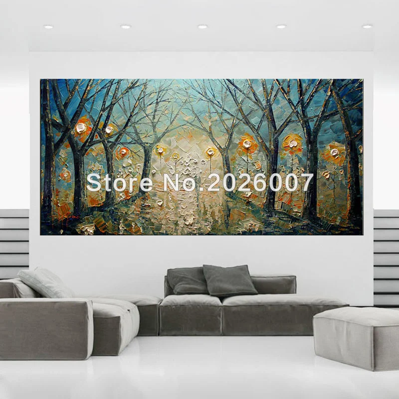 

Hand Painted Landscape Decor Calming Colors Thick Palette Knife Oil Painting On Canvas Modern Home Decoration Living Room Wall