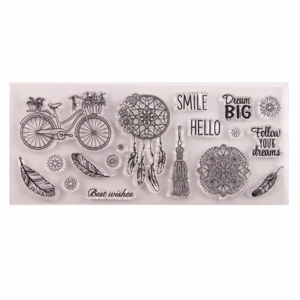 

Bicycle Feather Silicone Clear Seal Stamp DIY Scrapbooking Embossing Photo Album Decorative Paper Card Craft Art Handmade Gift
