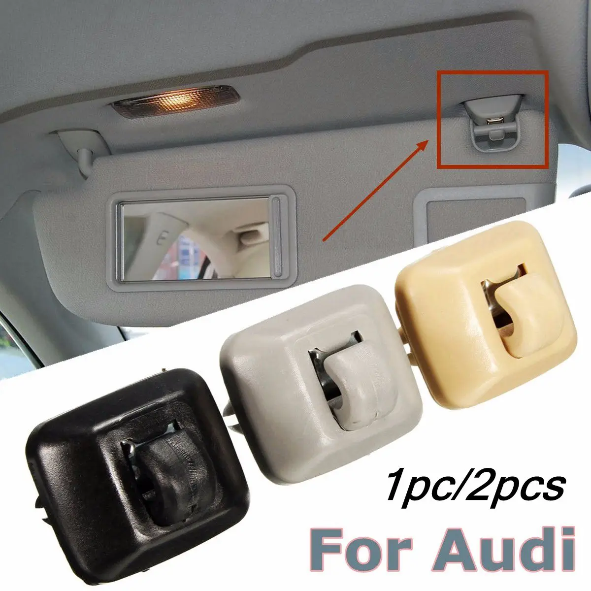 

2pcs Black/Grey/Beige Inner Sun Visor Hanger Hook Clip Bracket Fit For Audi A1 A3 A4 A5 Q3 Q5 2013-2015 8E0857562A 8E0857562