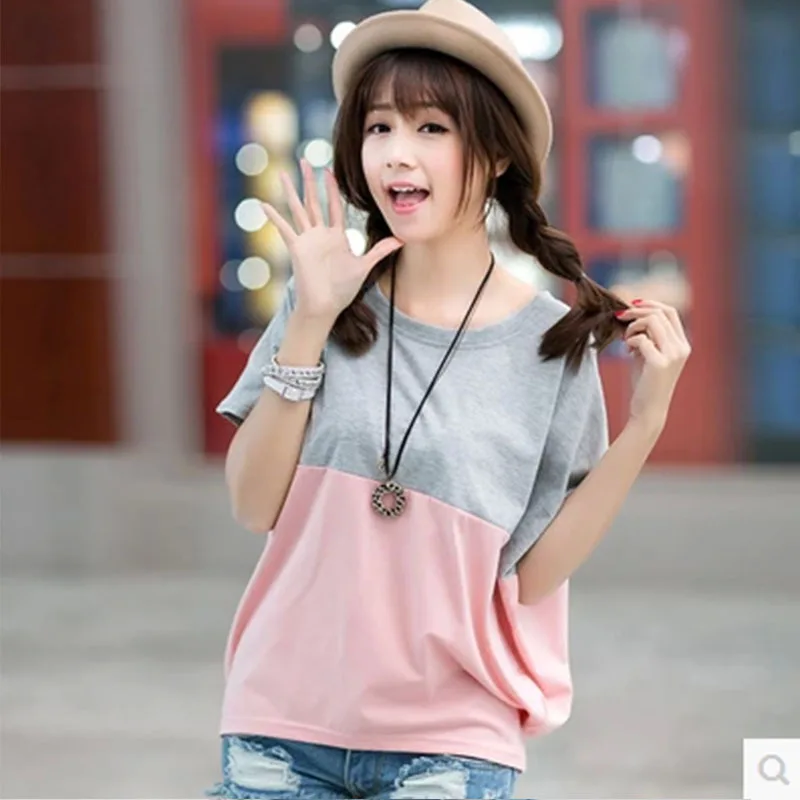 

Mr.nut top summer Korean version of the large size women's loose bat shirt ladies short-sleeved T-shirt