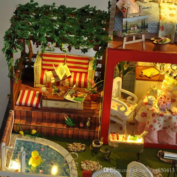 Подарки новые формы, бренд, сделай сам, кукольных домиков Деревянный Кукольный дом унисекс 3d кукольный домик игрушечная мебель кукольный дом Миниатюрный украшение для мебели TB5
