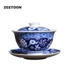 Бутик коллекция Цзиндэчжэнь Буе и белый фарфор цветы китайская гайвань чайный набор кунг-фу чайная чаша мастер чайная чашка чайник 180 мл