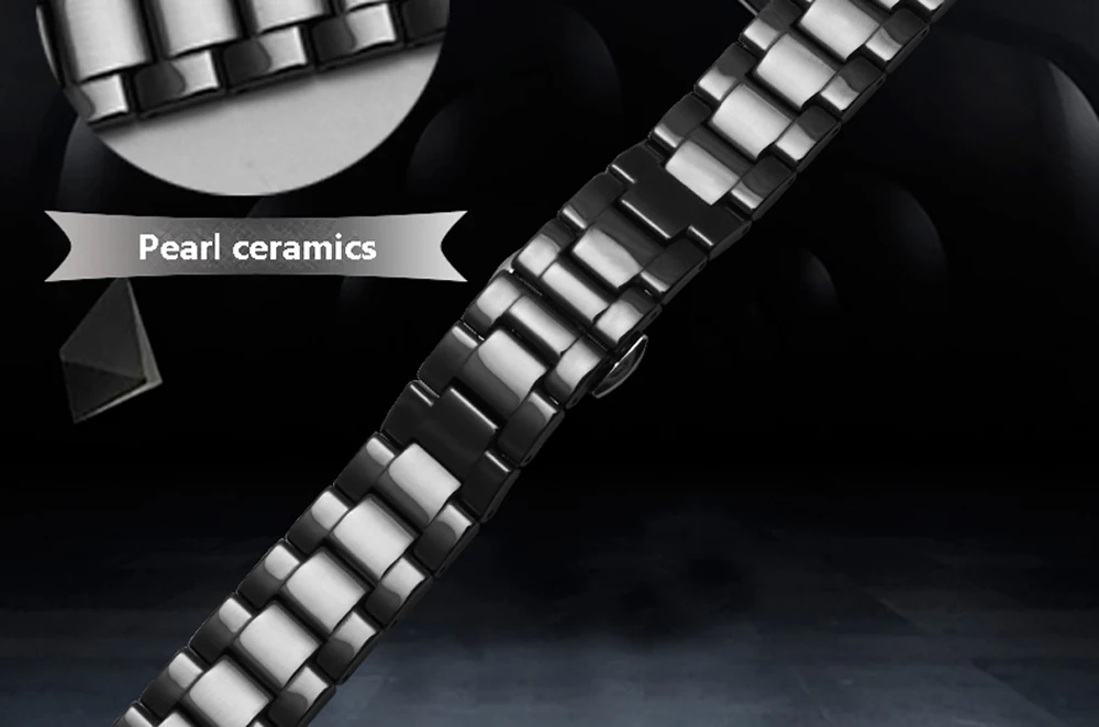 Жемчужный керамический ремешок для часов 16*9 мм 20*11 мм вогнутый интерфейс сменная деталь из керамики браслет черный белый браслет