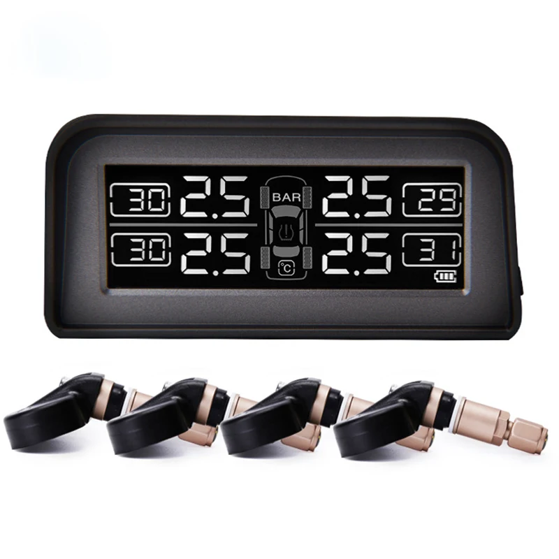 Солнечный монитор давления в шинах индикатор детектора TPMS Встроенный датчик