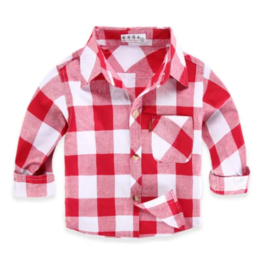 Весенне-осенние Рубашки В Полоску для мальчиков; хлопковая рубашка для маленьких детей; повседневные модные блузки в клетку для детей; 16 цветов; Camisas Para Hombre - Цвет: 3
