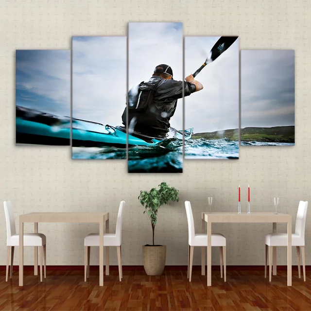 Modular Pictures Frame 5 Panel Water Sports Canoeing Wall Art Poster Modular Pictures Frame 5 Panel Water Sports Canoeing Wall Art Poster Modern Home Decor Living Room Or Bedroom Canvas Print Paint