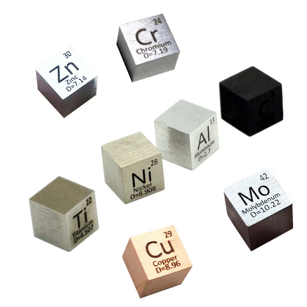 Элемент куб 10 мм чистая плотность 99.95% металлические коллекции C Al Ni Ti Mo Cu Fe Sn Cr Bi Co Nb ручной работы DIY хобби ремесла дисплей