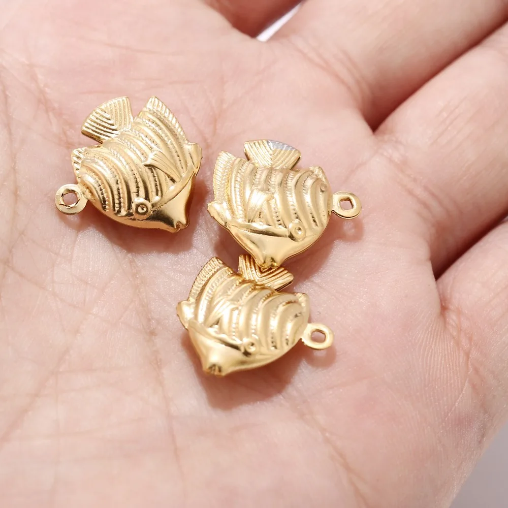100pcs Stainless Steel 17x18mm Charms Fish Pendants For DIY Jewelry Making Bracelets Necklaces Findings Accessories