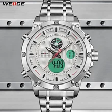 WEIDE мужской спортивный роскошный бренд кварцевый механизм аналоговые цифровые цифры металлический ремень браслет ремешок наручные часы Relogio Masculino