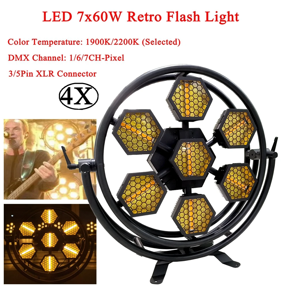 

4Pcs/Lot LED 7x60W Retro Flash Lights DMX512 Flashing Lights Dance Club Disco Ball DJ Sound Party Club Stage Effect Lights
