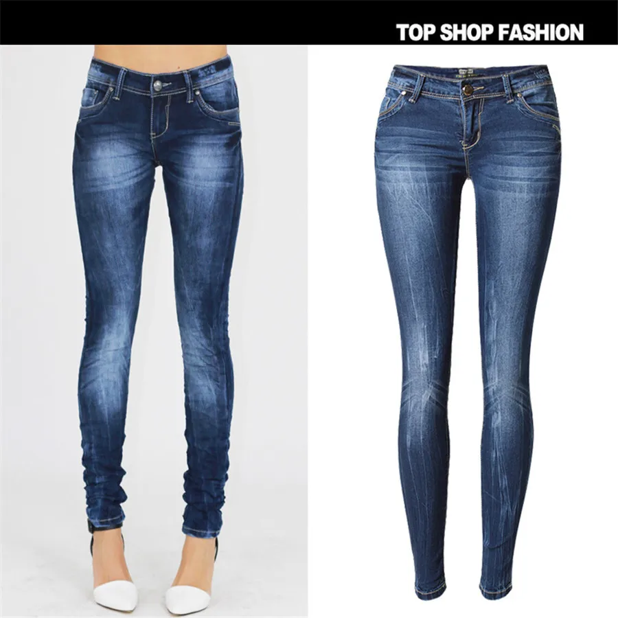 SKINNY JEANS Woman 2016 New Fashion Ladies Single Breasted Slim Pencil ...