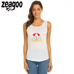 Zeagoo мягкие Повседневное с круглым вырезом без рукавов Slim Fit Для женщин футболки сезона