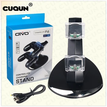 

LED Dual USB Charging Charger Dock Stand Cradle Docking Station for Sony Playstation 4 PS4 Slim Game Gaming Controller