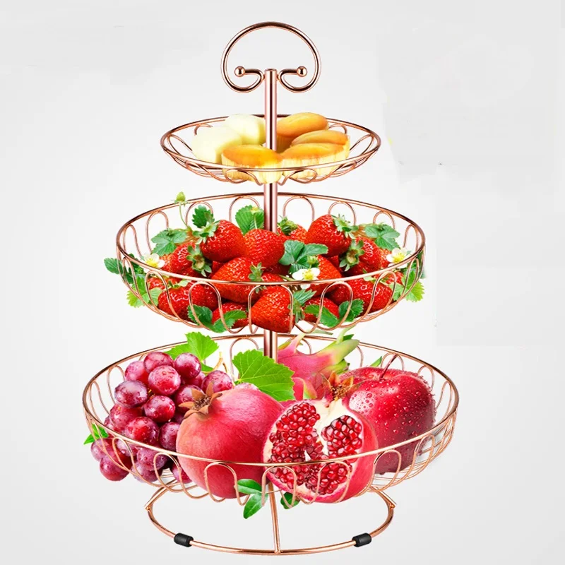

Fruit Disk Fruit Basket Creative Home Multilayer European Modern Living Tea Table Simple Snack Three-Layer ZP12171506