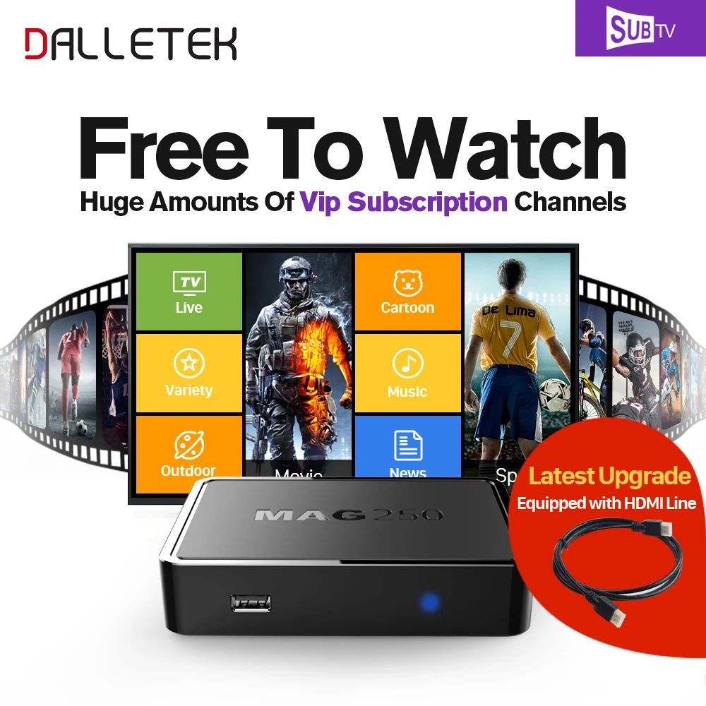 

Dalletektv Mag 250 IPTV Set Top Box Linux System 3500+ HD IPTV Arabic French Algerian Channels Subscription 1 Year SUBTV Account