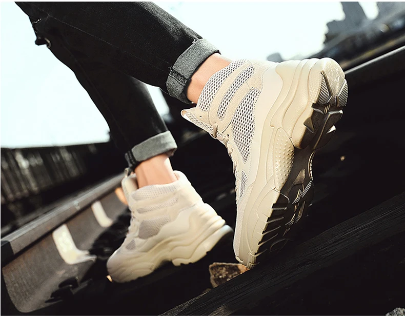 Men's Trainers Chunky Sneakers Dad Shoes High Platform Black Shoes Mens Sneakers Mesh Footwear Men Platform Sneakers High Top basketball shoes (14)