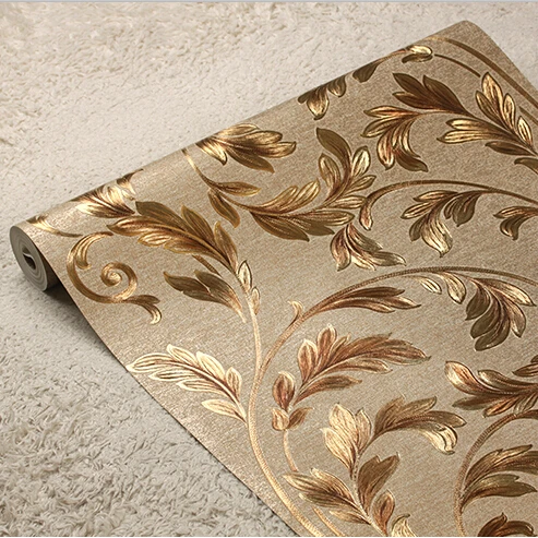 

European Luxury Gold Floral Wallpaper 3D Embossed Waterproof Wall Paper Roll Mural Wallpaper Living room bedroom wallpaper