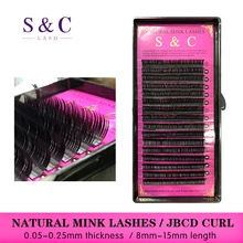 S&C J B C D CURL Mink Eyelash Extension Nutural Long Individual Lashes 100% Hand Made False Eyelashes
