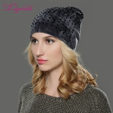 Liliyabaihe новая шапка женская осенняя и зимняя шапка Дамы кошка для девочек шляпы для женщин велюр шапочки самые украшения для девочек