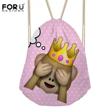 Forudesigns Для женщин Drawstring сумка животного упаковка сумка обезьяна панда Модные принты Вышивка Крестом Пакет детей для детей девушки путешествия подарки
