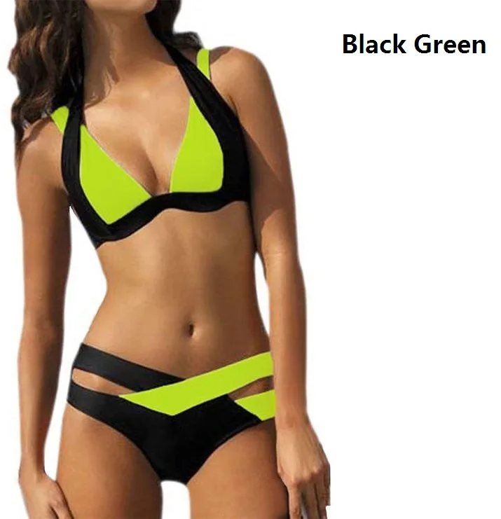 Women Swimsuit Sexy Bikini Swimwear Push Up Woman Thong Bikini Bathing Suit Beachwear Mulheres Biquíni Roupa Banho Sensual Black Green