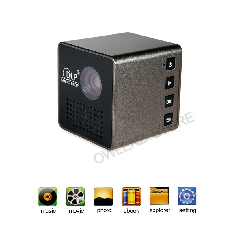 Mini Cube DLP DIPIMPIN Proyektor, Saku 