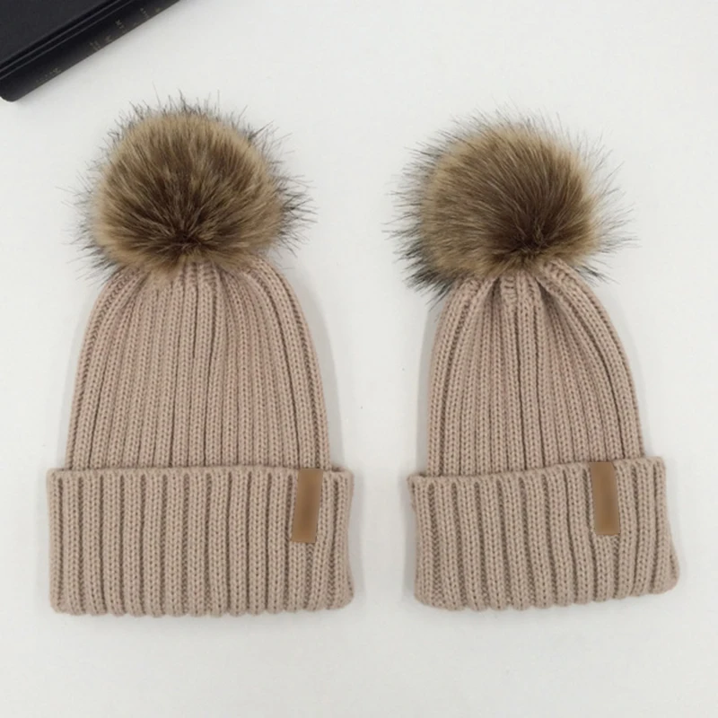 Зимняя шапка с меховым помпоном мужские шапочки Skullies женские теплые шапки