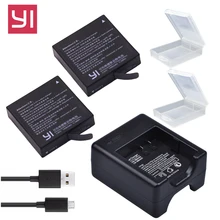 2x1400mAh xiaoyi 4K Battery AZ16-1 + USB dual Charger for Xiaomi Yi 4K 2 Battery Original Xiao Mi Yi Lite Action Camera