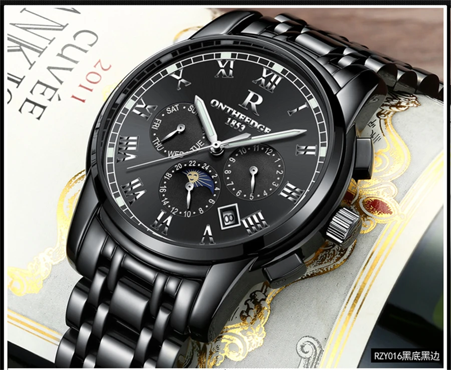 Мужские часы Топ бренд класса люкс Moon phase механические модные повседневные спортивные часы наручные мужские автоматические наручные часы