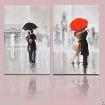 

OIL PAINTING MODERN ABSTRACT WALL DECOR ART CANVAS,Landscape 2PC(no frame)