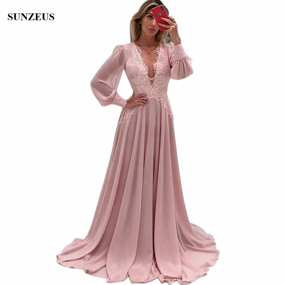 Nieuwe Aankomst Lange Mouwen Moeder Van De Bruid Jurk Diepe v-hals Bruidegom Moeder Toga Met Kant Chiffon Bruiloft Gast Jurk CM087 Nieuwe Aankomst Lange Mouwen Moeder Van De Bruid Jurk Diepe v-hals Bruidegom Moeder Toga Met Kant Chiffon Bruiloft Gast Jurk CM087
