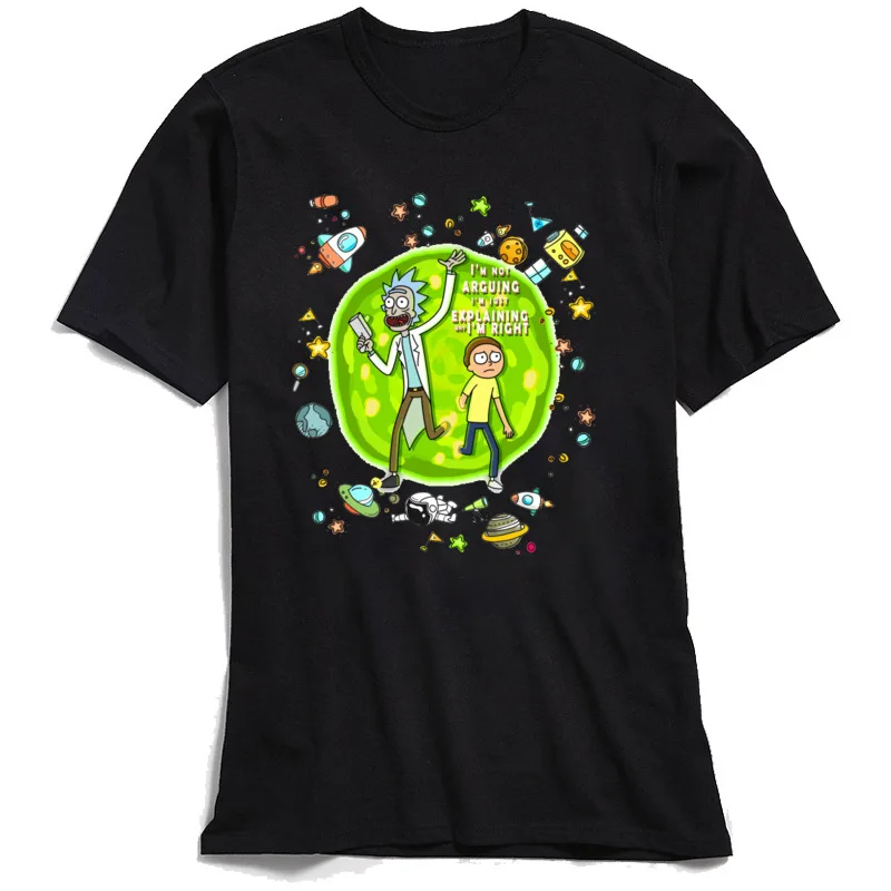 

Funny Anime Tshirt Men Rick And Morty Tops Not Arguing Just Explaining T-Shirt Geek Short Sleeve Fashion Cotton T Shirt Summer