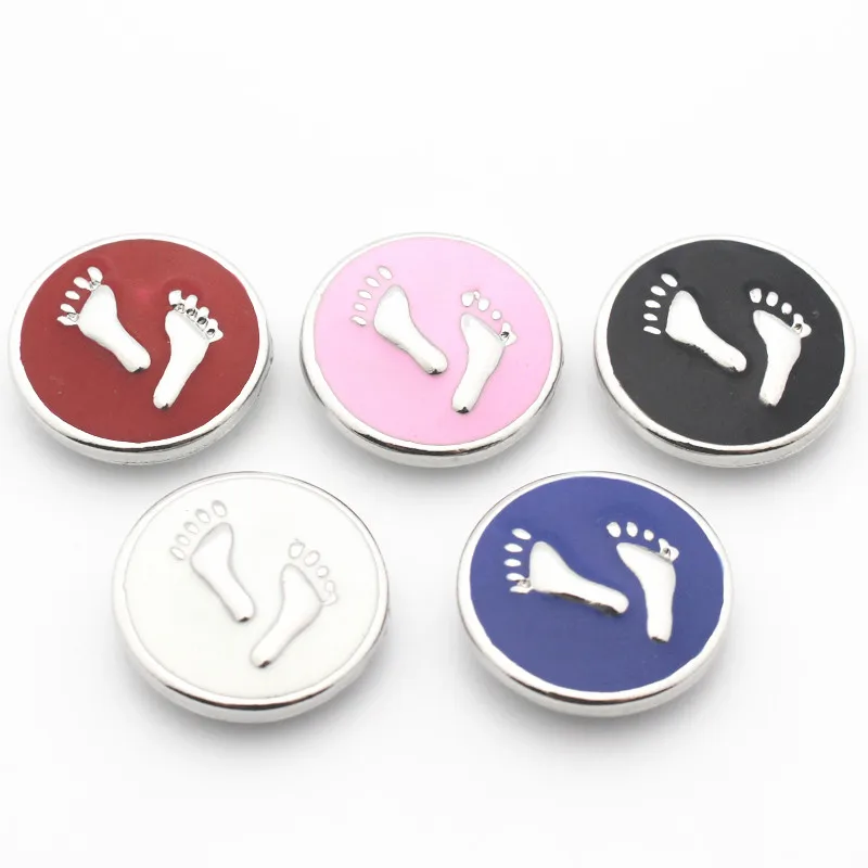 

Hot selling Mix 20Pcs/lot footprint 18mm Alloy Snap Buttons For DIY Snap Bracelet Necklace Women Fashion Jewelry