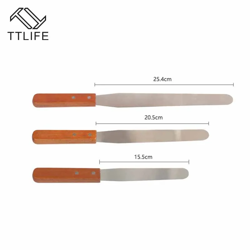 

TTLIFE 1pcs 6/8/10inch Stainless Steel Cake Butter Cream Knife Icing Frosting Spreader Fondant Pastry Cake Baking Tools