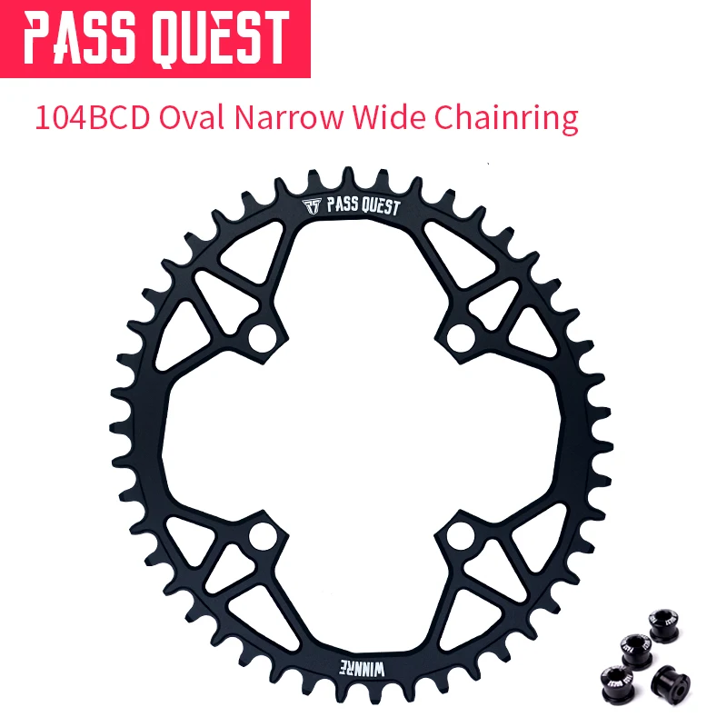 

PASS QUEST MTB 104BCD Oval Narrow Wide Chainring Mountain Bike ChainWheel 34T 36T 38T 40T 42T 44T 46T 48T Sprocket Plate