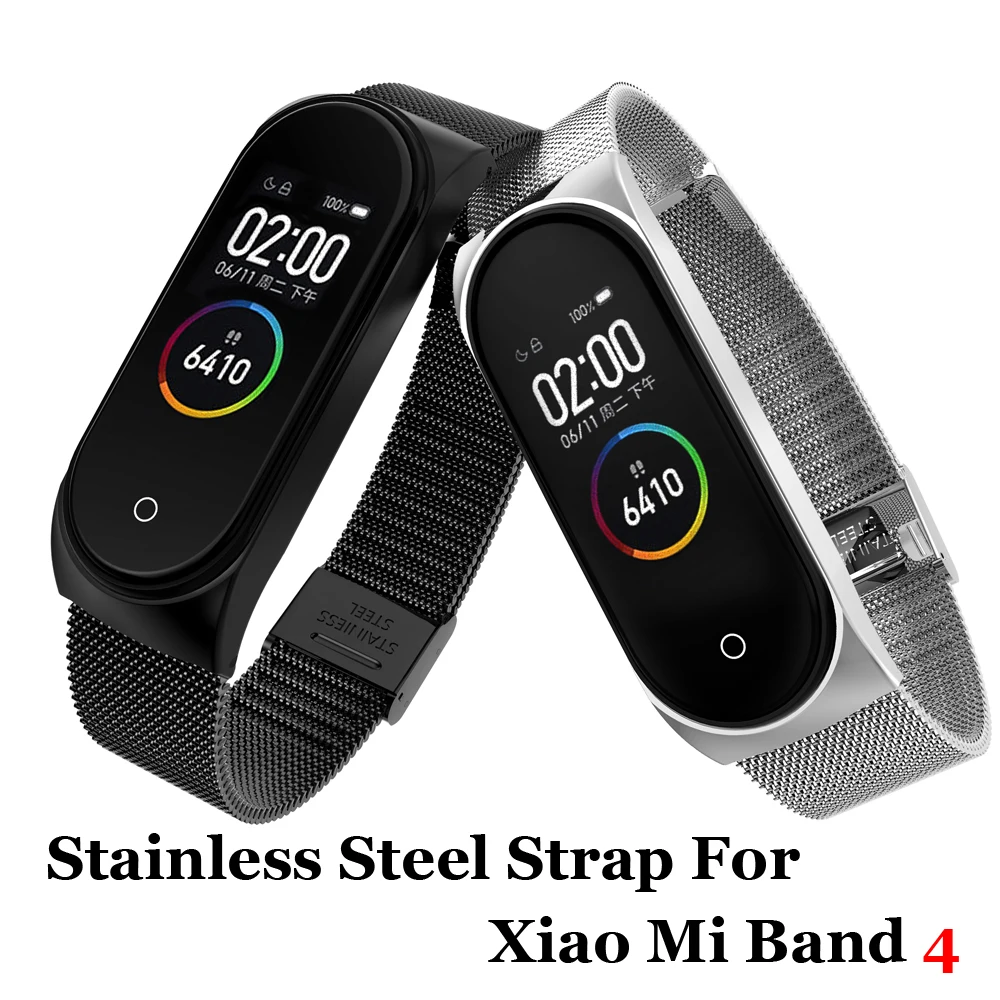 Металлический браслет для Xiaomi Mi Band 4/3 ремешок из нержавеющей стали MiBand