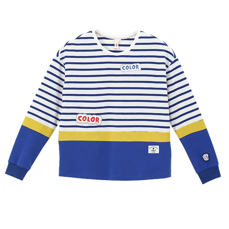 Toyouth Camisetas Mujer 2018 otoño clásico rayas camisas de manga larga mujeres Patchwork o-cuello femenino camiseta floja Toyouth Camisetas Mujer 2018 otoño clásico rayas camisas de manga larga mujeres Patchwork o-cuello femenino camiseta floja