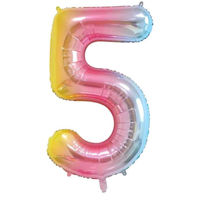 40inch Rainbow Color Number Balloons Digit Globos gradient Ramp Figure Balls Birthday Wedding Anniversary Party Decor Kids Ball