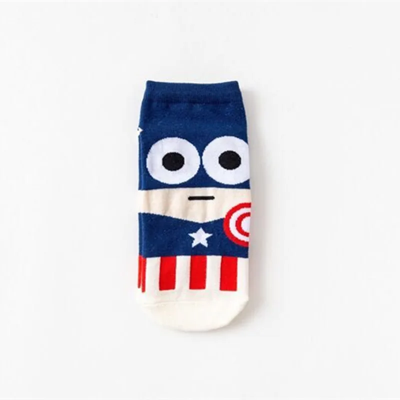 Взрослых Супер Герои лодка носок Bruce Lee Супермена хлопковые носки с рисунком Happy Sock Для мужчин Для женщин рождественские подарки Мстители Сокс - Цвет: Captain America