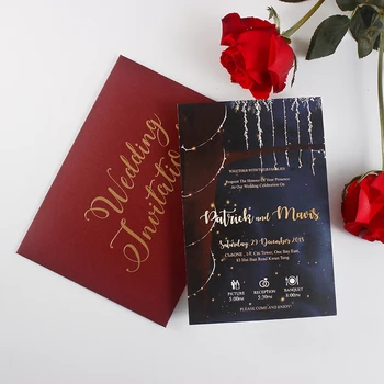 

Starry Sky Invitation Card Blue Wedding Invitations With Envelope - Set of 50 pcs