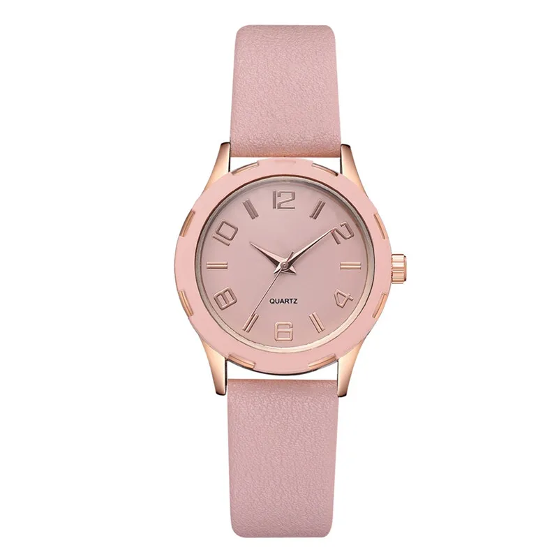 Новые модные женские часы, простой стиль, часы с цифрами, кварцевые часы с кожаным ремешком, наручные часы для дам, повседневные часы, reloj mujer# D