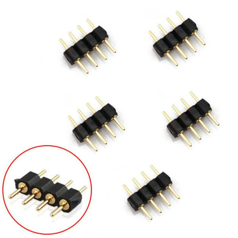 

10pcs 4 Pin Plug Male To Male RGB Connector For 3528 5050 RGB LED Strip lights