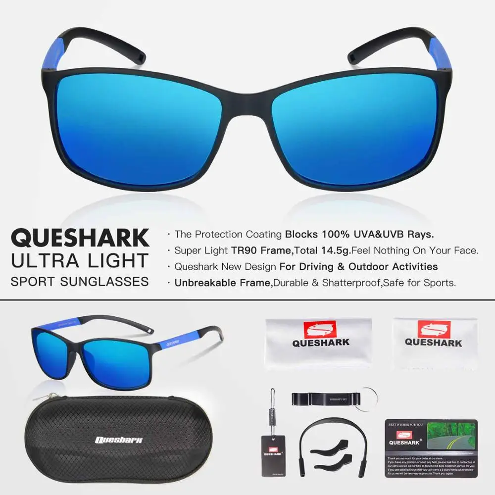 QUESHARK TR90, гибкая оправа, поляризационные очки для рыбалки, Uv400, походные, для кемпинга, катания на лыжах, квадратные очки, спортивные, рыболовные солнцезащитные очки - Цвет: BLL