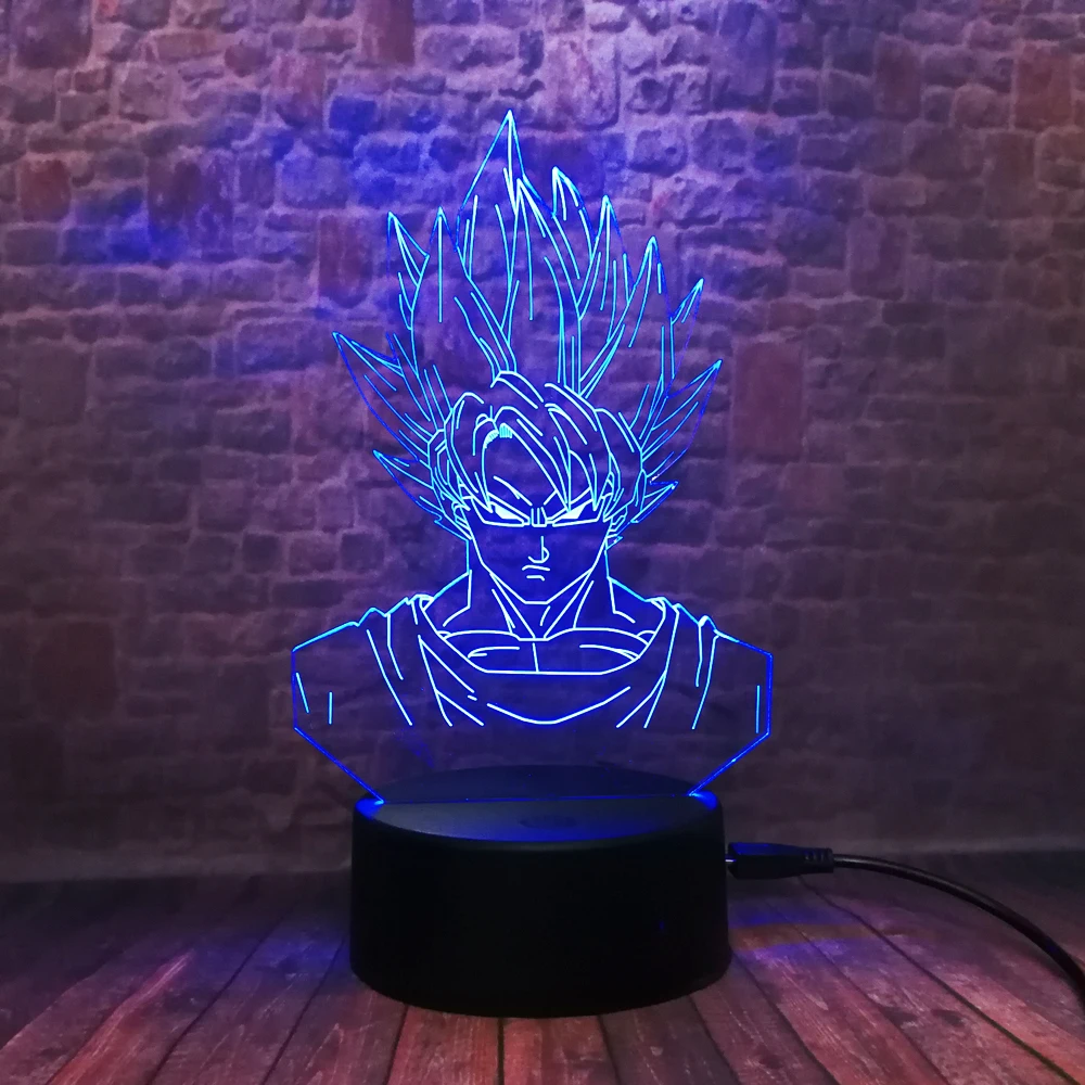  Dragon Ball Super Saiyan God Goku Action Figures 3D Illusion Table Lamp 7 Color Changing Night Ligh - 32826895069