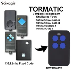 2019NEW TORMATIC MAHS433-01, MHS43-1, S43-1 копия дистанционного управления, TORMATIC HS43 433,92 МГц передатчик/пульт управления воротами/гараж команда