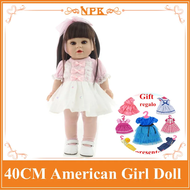

About 40cm NPK Full Vinyl Silicone Reborn Baby Dolls With Long Straight Hair Handmade Lifelike American Girl Doll Toys For Child