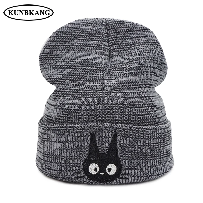 

Cute Women Cartoon Winter Knitted Hat Warm Cat Casual Beanies Cap Bonnet Thick For Girls Female Animal Wool Skullies Beanie Hat